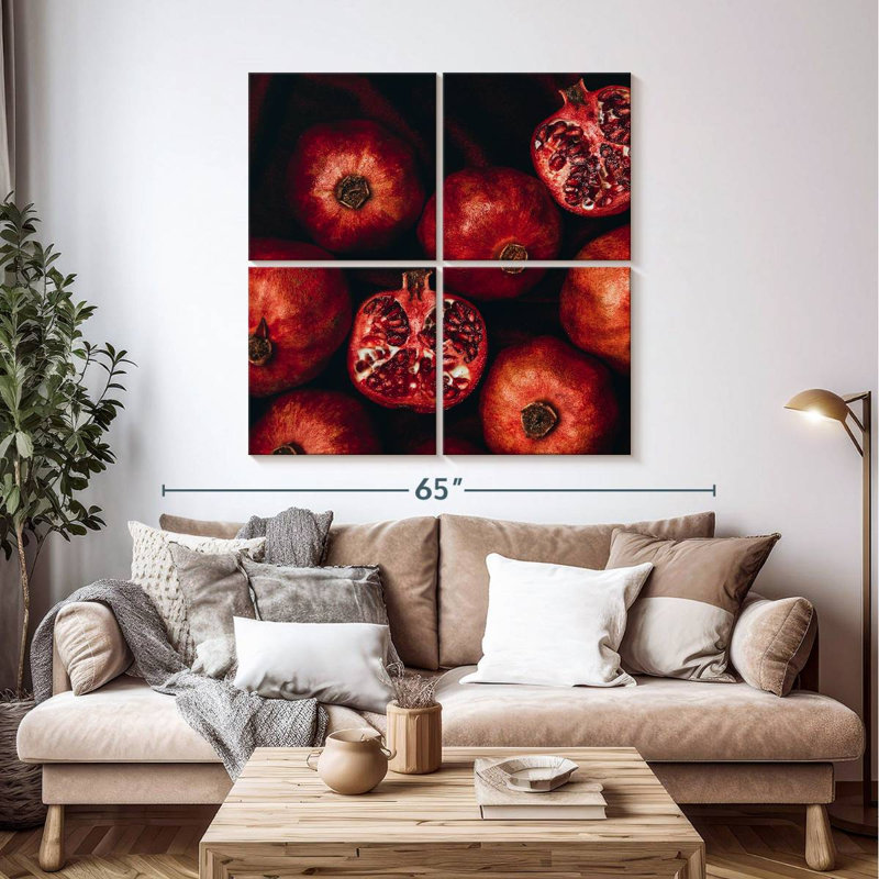 Yarlin Red Pomegranates, 45" H x 45" W
