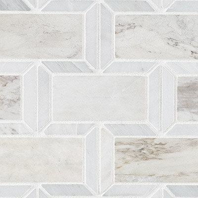 Angora Framework 13.75" x 12.25" Polished Marble Subway Mosaic Floor and Wall Tile