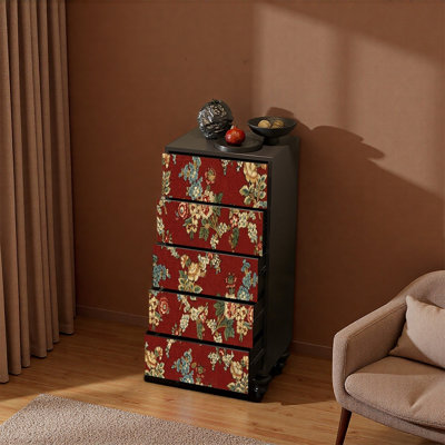 Armoire décorative à cinq tiroirs en pin