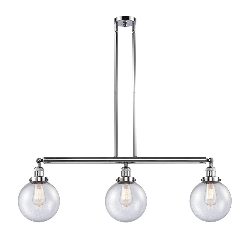 Luminaire suspendu linéaire à 3 lumières pour îlot de cuisine Albanie, DEL, Chrome poli, Grainé