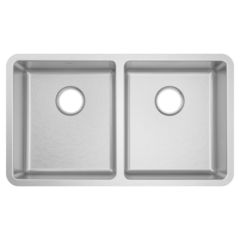 Prep 1800 Series Stainless Steel Undermount 31.75" x 18.5" Kitchen Sink with Rear Drains, 9" D x 31.81" L x 18.5" W