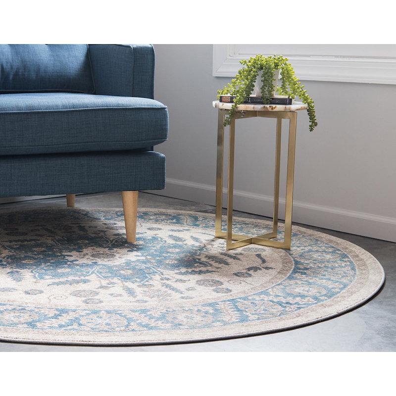 Tapis oriental bleu / beige Linz, Rond 4 pi