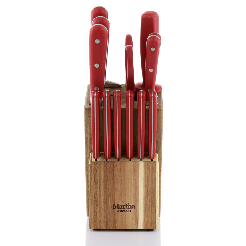 Ensemble de couverts en acier inoxydable 14 pièces Martha Stewart, Rouge