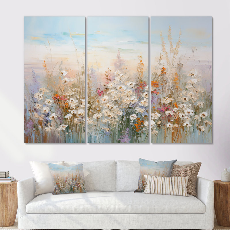 Fleurs saisonnières «Farmhouse Charm II» - ensemble de décorations murales, Toile tendue, H 32 po x l 48 po x P 1 po