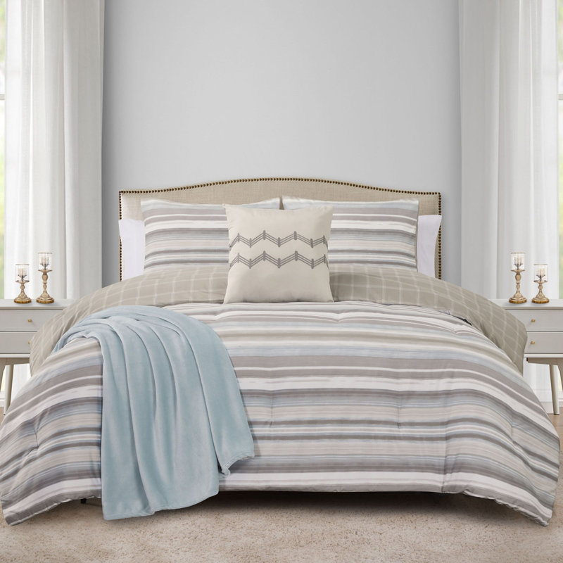 Waitsfield Stripe 5pc Queen Comforter Set, Queen