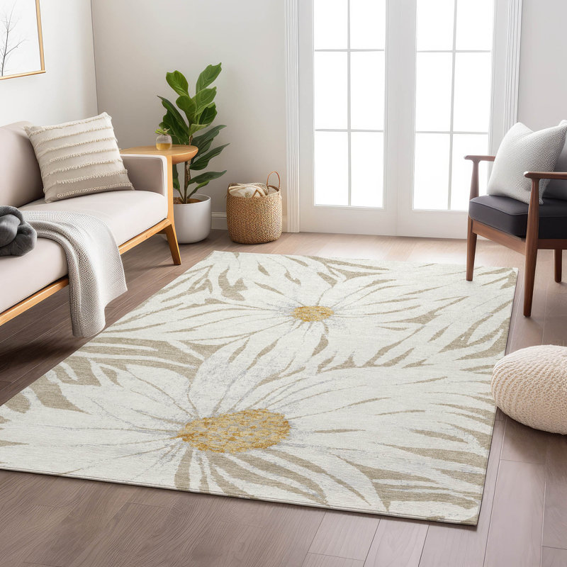 Machine Washable Indoor/Outdoor Oliveras ACN2263 Floral Rug, Rectangle 10' x 14'