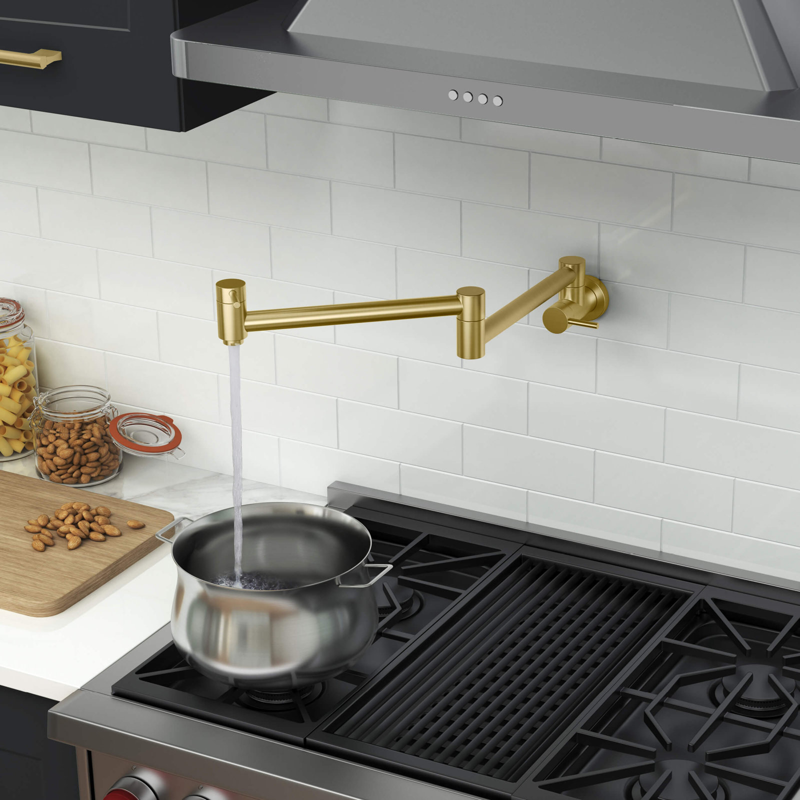Circular Pull-Down Pot Filler, Brushed Gold