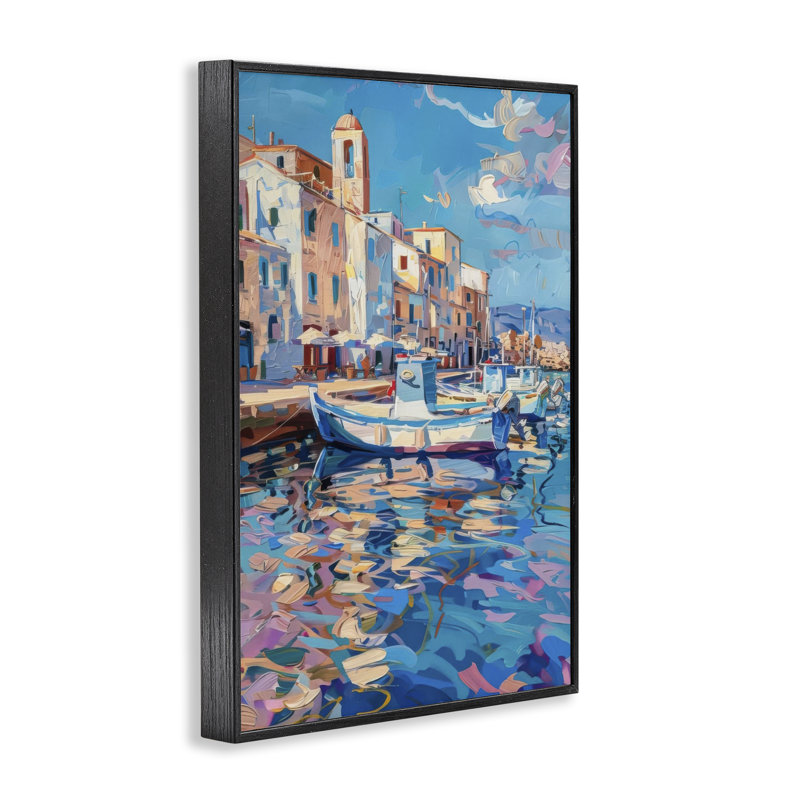 Coastal City Harbor, estampe numérique, design par LSR Design Studio, H 18 po x l 12 po, Giclée encadrée noir minuit
