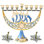 Set Of Menorah And Dreidel - Hand Painted Enamel Menorah Candelabra W/ Star Of David & Hanukkah Design & 2 Qty Of Hand-Painted Spinning Dreidels By Matashi