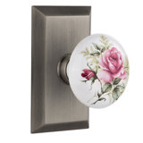 Studio Plate with White Rose Porcelain Door Knob