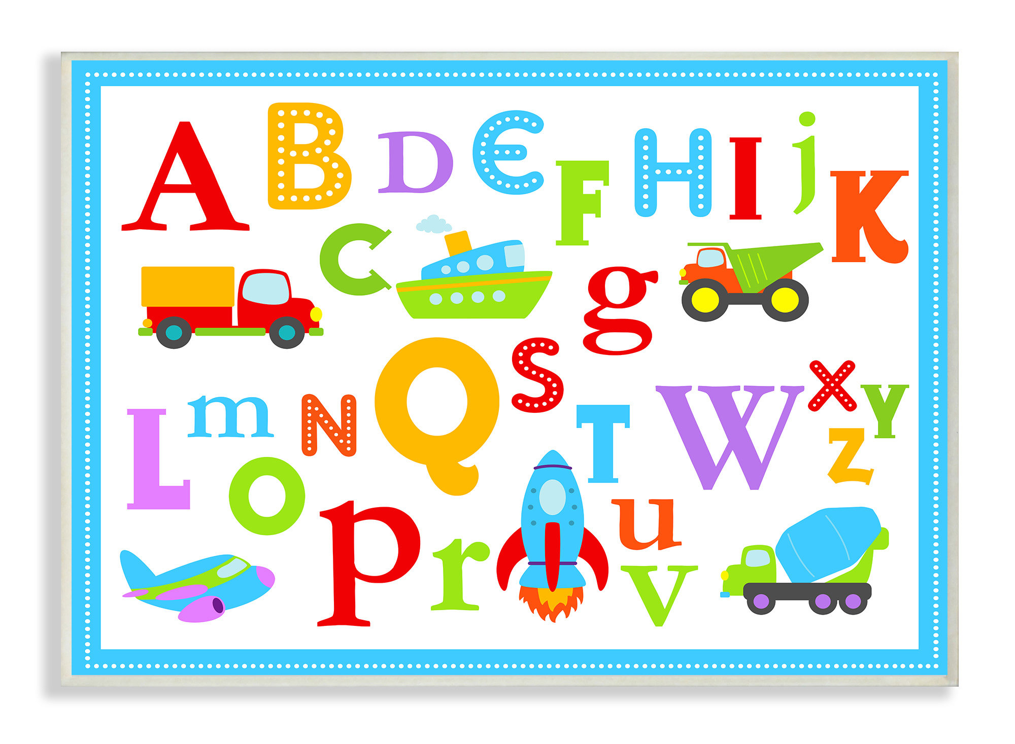 Stupell Industries Rainbow Alphabet Transportation Icons Wall Plaque ...
