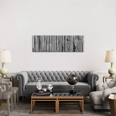 Aspen Trees In Black & White, Alberta, Canada by Panoramic Images - Wrapped Canvas Panoramic Print