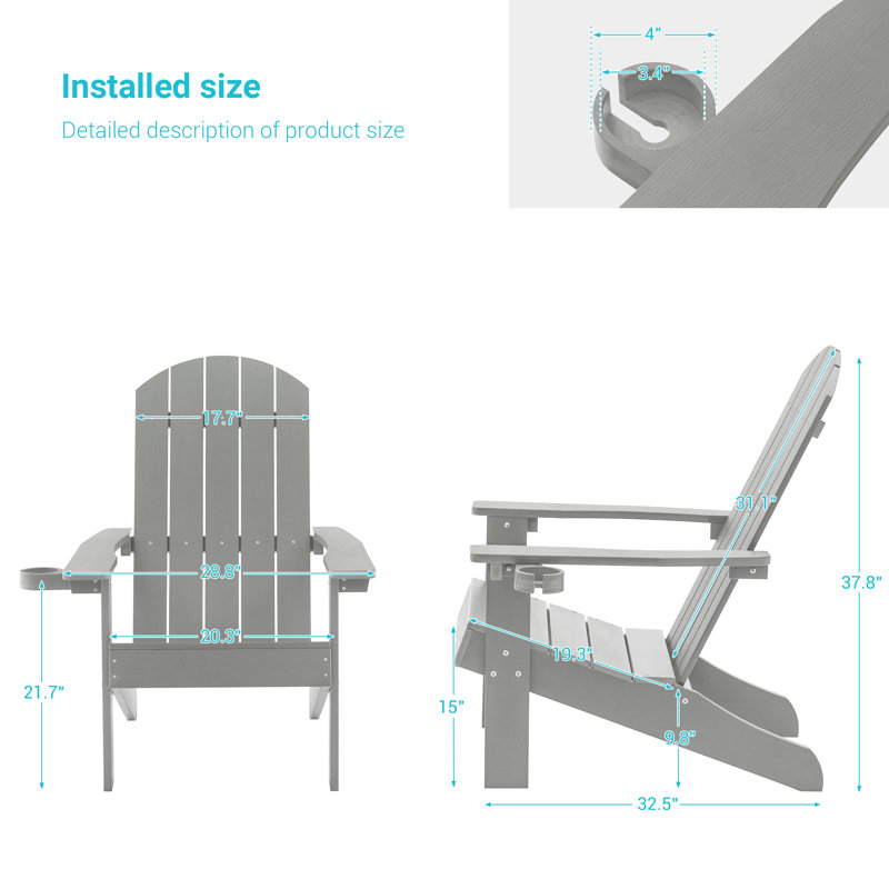 Chaise Adirondack en plastique Cerqueira, Gris clair