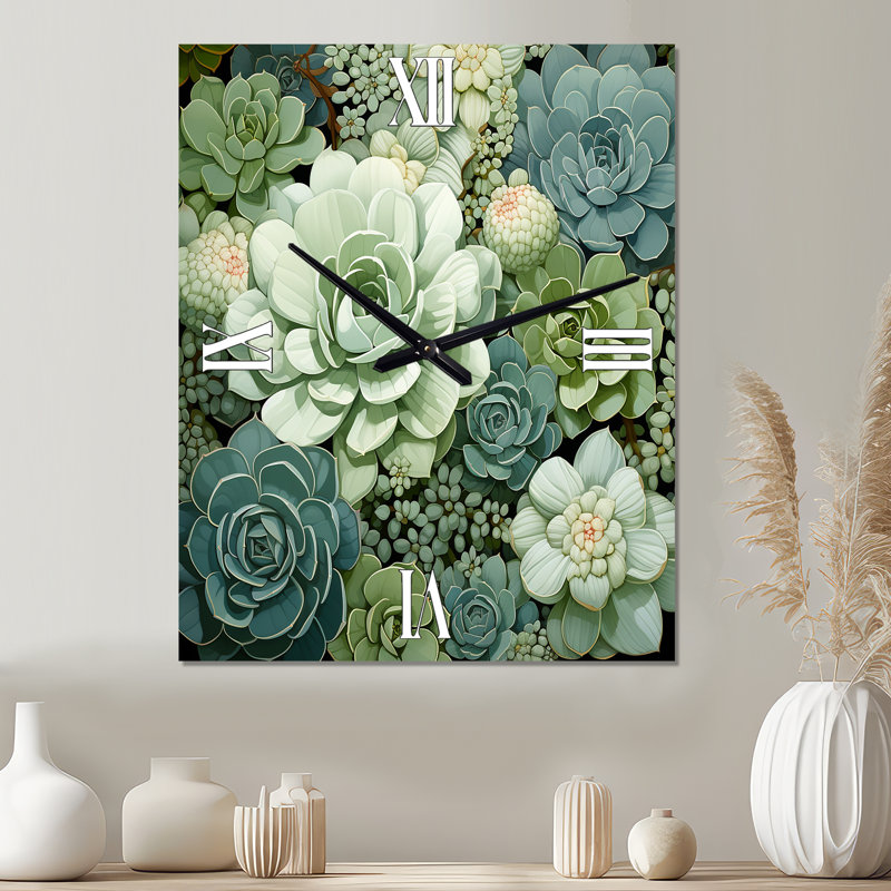 Horloge murale florale verte, Petit