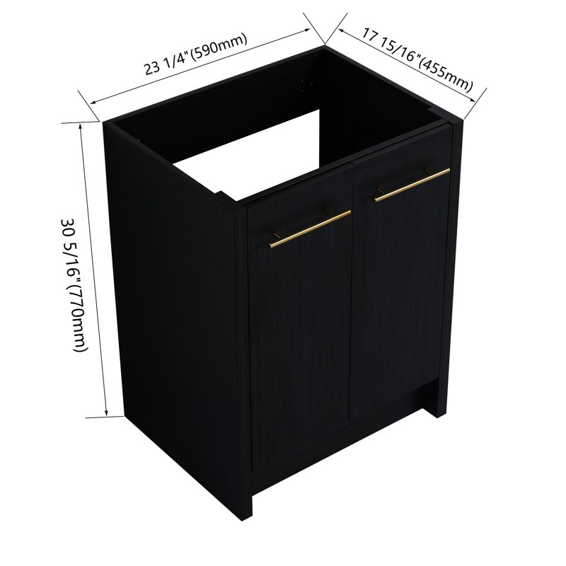 24" Freestanding Bathroom Vanity In Black Chestnut - Easy Maintenance Surface High 24 Inch Finish, 24"