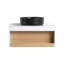 Meuble-lavabo flottant de 30 po avec lavabo vasque rond noir mat, meuble-lavabo mural avec rangement ouvert, finition blanche avec comptoir durable, conception moderne peu encombrante (livré dans 2 boîtes)-214441250