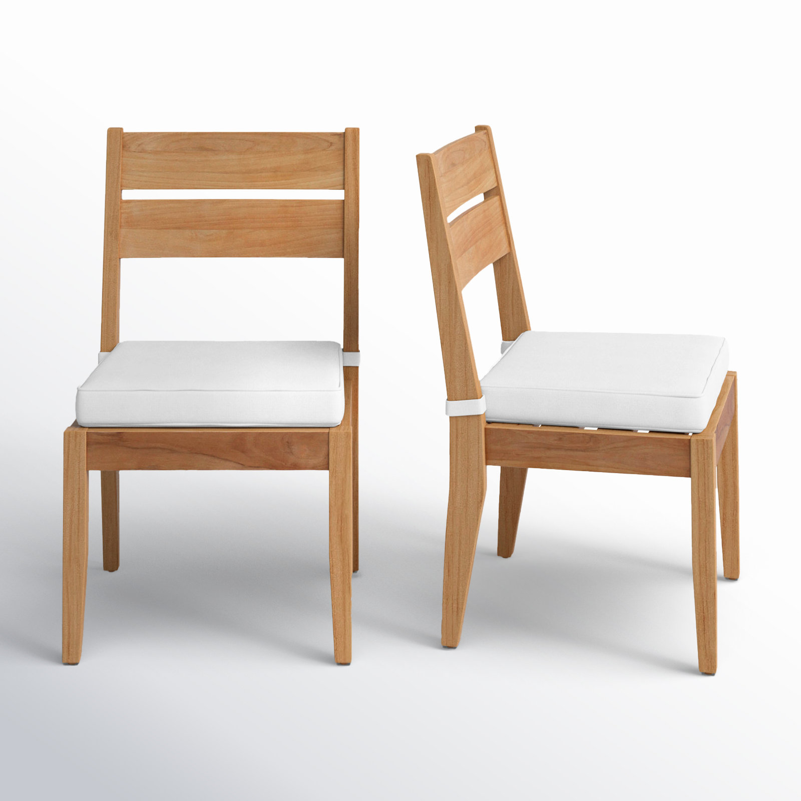 Magruder Outdoor Solid Teak Wood Cushioned Dining Chair