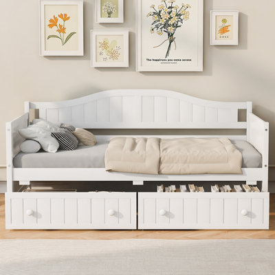 Lit de jour simple en bois avec 2 tiroirs, canapé-lit pour le salon de la chambre à coucher, aucun sommier nécessaire
