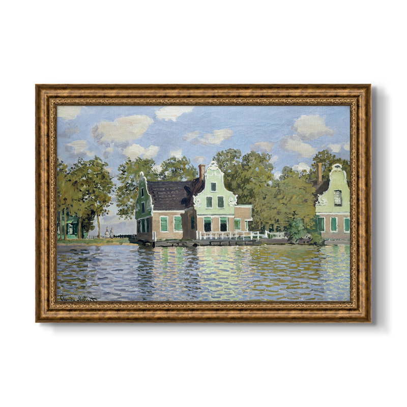 Maisons sur la rivière Zaan à Zaandam, 1871 - Claude Monet - Toile encadrée sur mesure, 16 po x 22 po, Framed Canvas