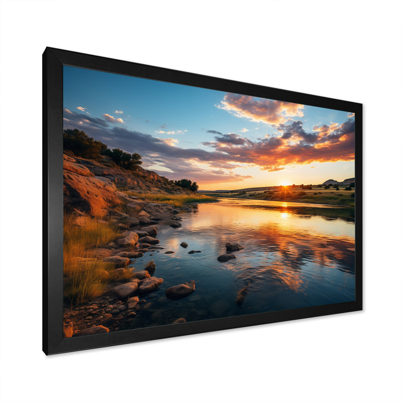 Texas Sunset Ultra-Wide Angle Landscape III - Landscapes Canvas Art Print, H 24 po x l 32 po x P 1 po, Cadre photo noir