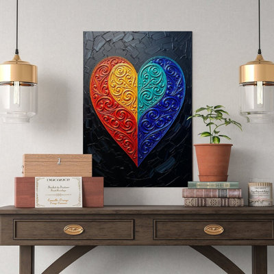 Canvas Wall Art Paisley Pattern Art, Indian Motif Print, Boho Heart Decor-1 Vintage Poster Print Home Decor