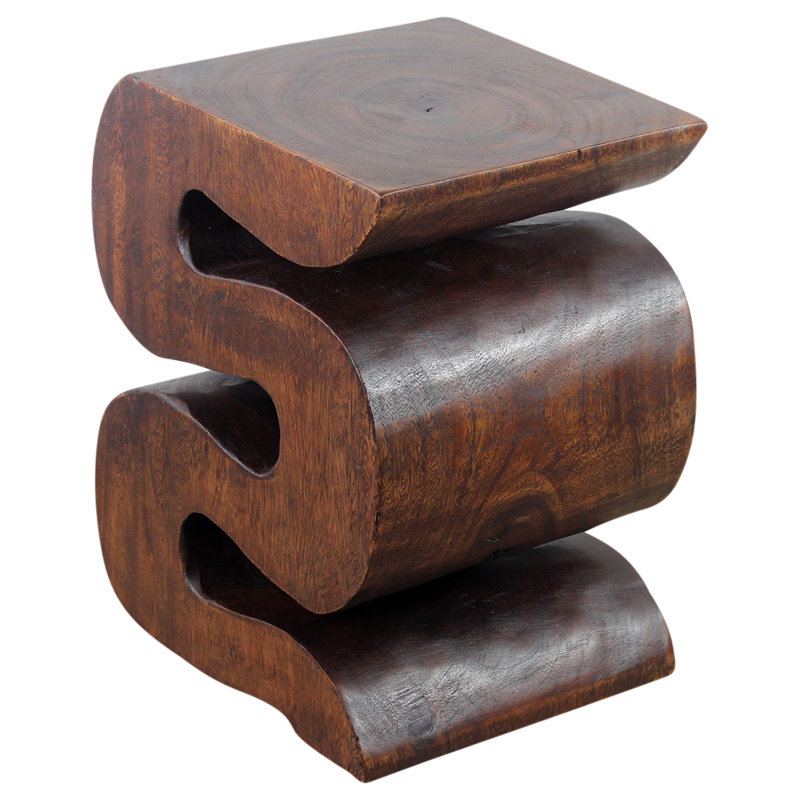 Harison Solid Wood End Table, Dark Brown Wood, 18" H x 14" W x 12" D