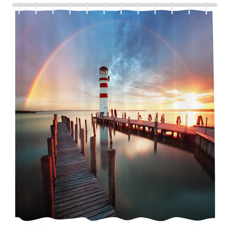Shower Curtain with Hooks Included, 69" H x 105" W