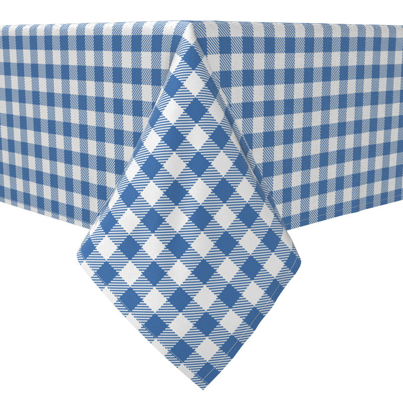 Rectangular Gingham Cotton Twill Table Runner, 120" x 60"