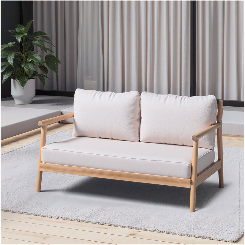 Canapé de patio en bois d'acacia avec coussin résistant à l'eau