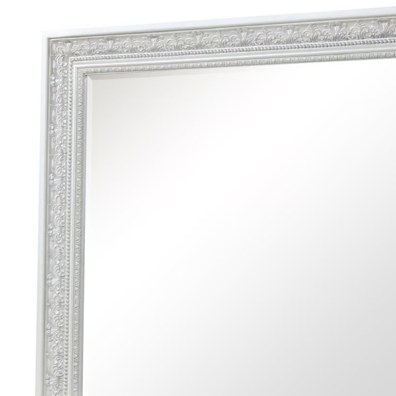 Miroir de commode Miamy, cadre en bois blanc crème de 44 po, bord biseauté