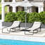 Chaise longue portative - 4 inclinables, siège en filet crème pour la terrasse, la plage, le dossier inclinable de la piscine, l'utilisation de la plage respirante