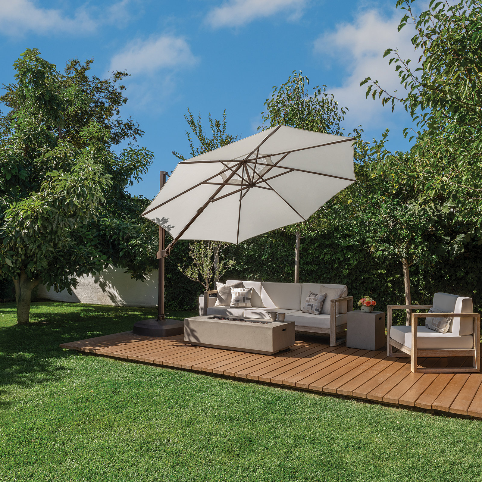 11.5' Sunbrella® Cantilever Umbrella, Canvas Natural Sunbrella® Canvas, Bronze