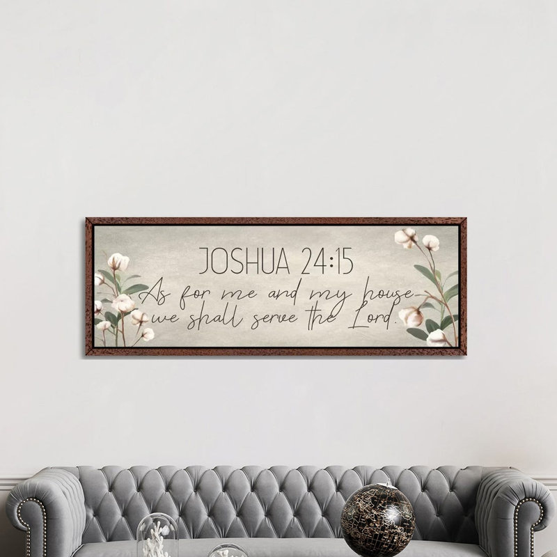 Joshua 24:15 Cotton by Kimberly Allen - Panoramic Print on Canvas, 152.4 cm H x 50.8 cm W, Classic Brown Wood Framed