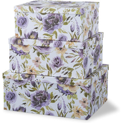 Decorative Cardboard Storage Boxes with Lids for Home Decor and Organization, Set of 3