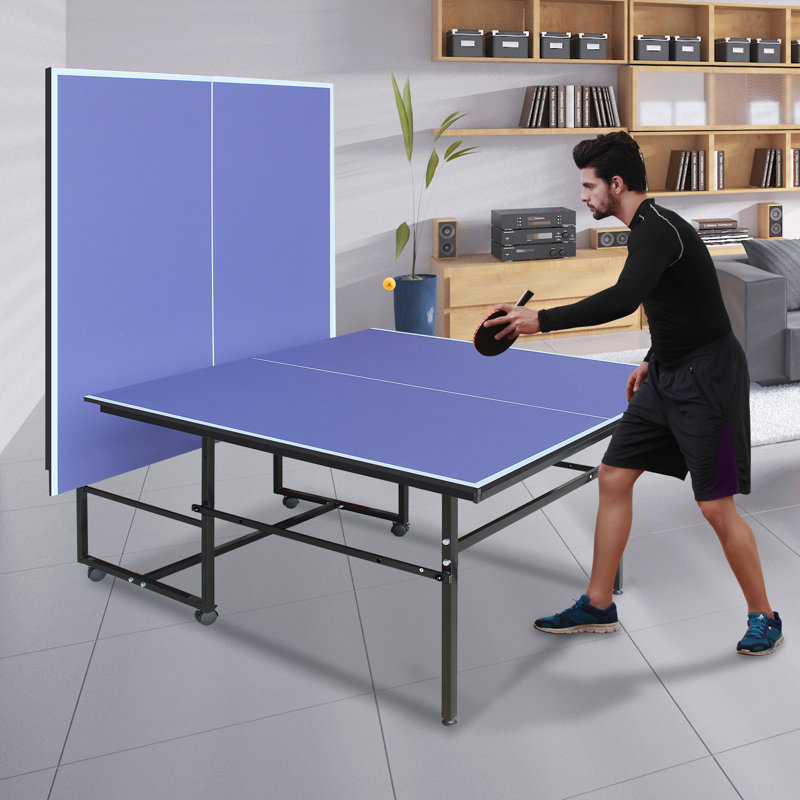Ensemble de tennis de table pliable de taille moyenne avec filet, 2 raquettes et 3 balles, Bleu
