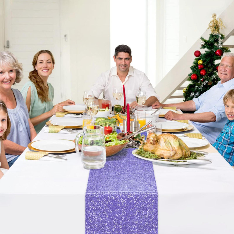 Bula Runner PET Sequins Table Runner - Set of 6, Purple