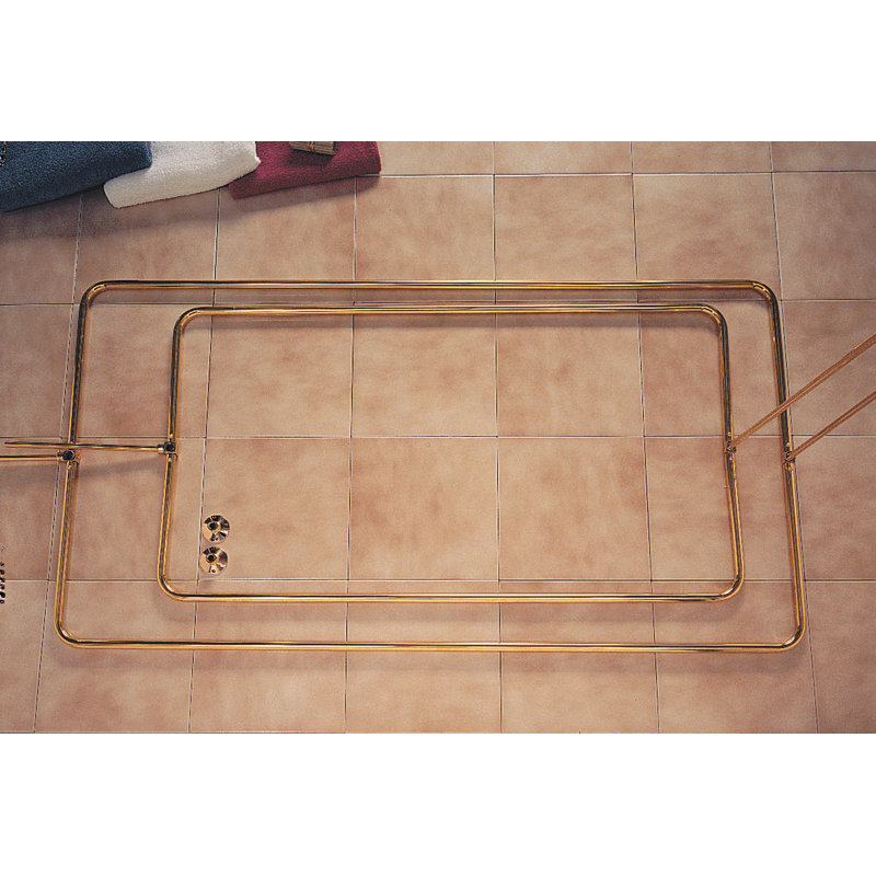 Tringle rectangulaire à rideau de douche extensible, l 45 po x P 25 po, Laiton brut non laqué