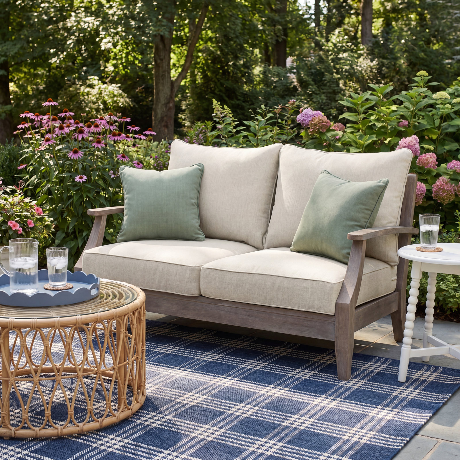 Davana Sunbrella Outdoor Loveseat, 25" W x 25" D, Canvas Cloud Sunbrella® Canvas