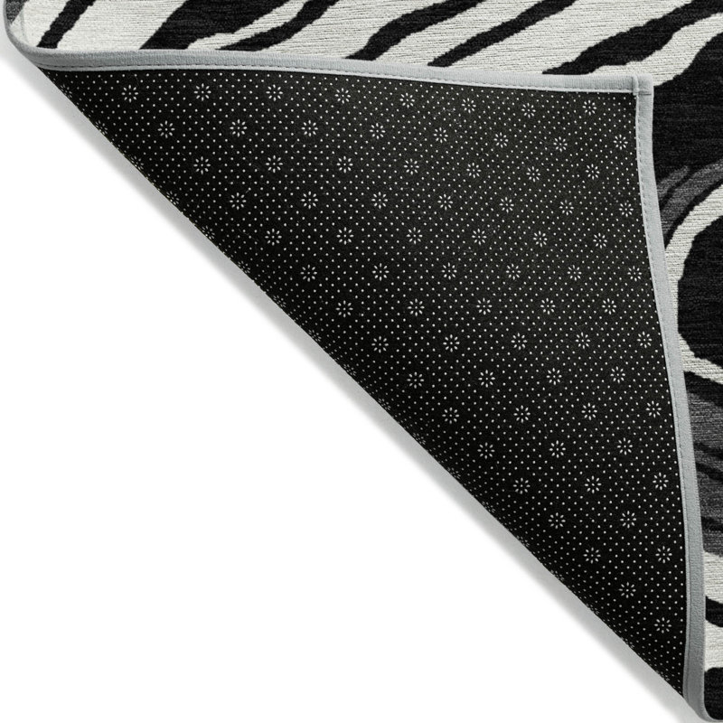 Tapis intérieur lavable abstrait noir 5 pi x 8 pi