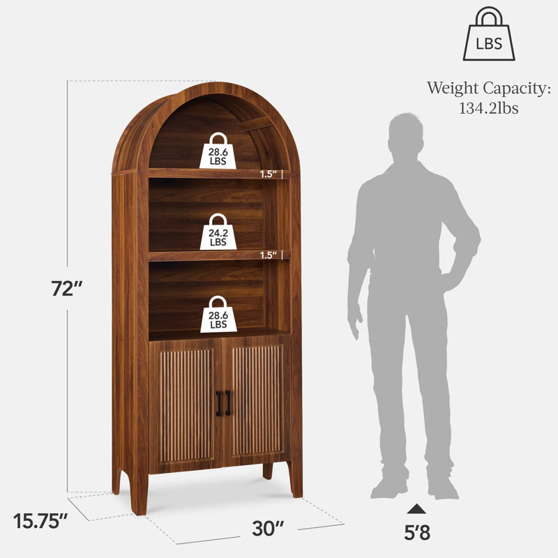 Arched 5-Tier Storage Cabinet, Walnut