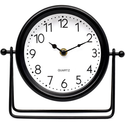 Vintage Black Table Clock On Stand