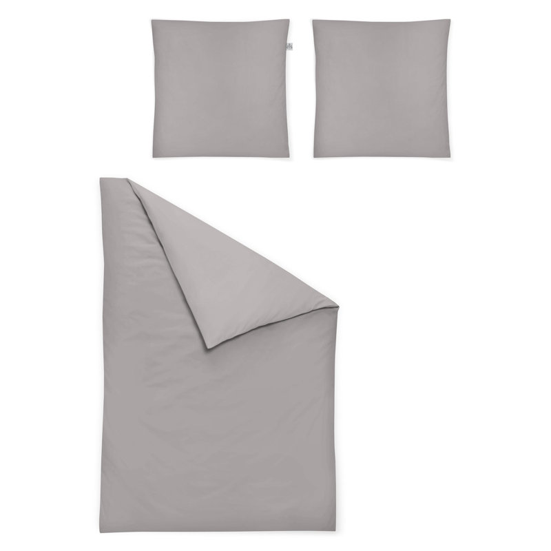 Fine brushed cotton bed linen set, Beige, 200 x 200cm - 2 cushions 80 x 80cm)