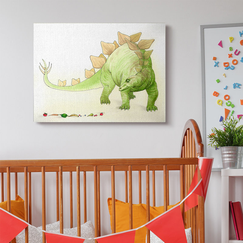 Ramsel, dinosaure et fruits, Toile tendue, H 30 po x l 40 po