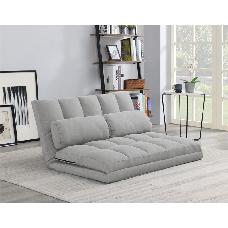 Canapé-lit à 3 volets, matelas pliant avec 2 coussins, rembourrage en mousse haute densité, tissu en polyester