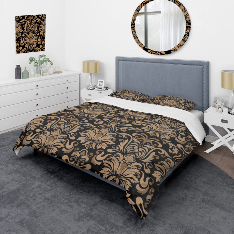 Ensemble de housse de couette en microfibre brun / noir 3 pièces, Housse de couette pour très grand lit et 2 très