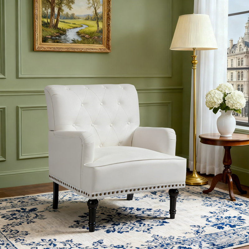 Annalese 28.5'' Wide Modern Leather Armchair, White