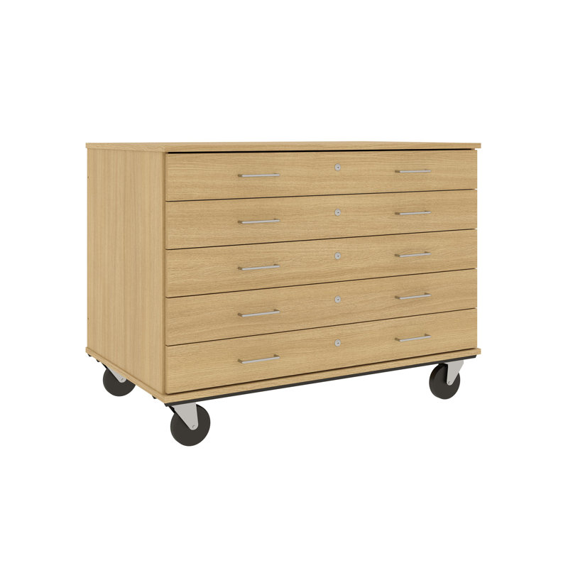 Armoire mobile à 5 compartiments avec roulettes, H 36 po x l 48 po x P 29 po, Chêne Battle Creek