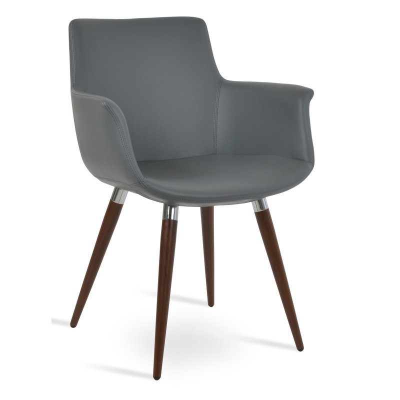 Bottega Arm Chair, Walnut/Chrome, Dark Gray