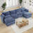 4 Piece Modern Chenille Upholstered Sectional With 2 Storage Ottomans-1587133666