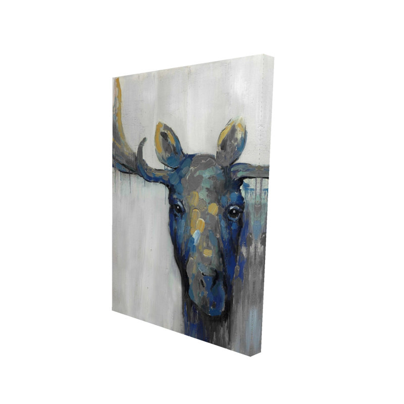 Blue Moose - Toile bleue de salon pour la décoration intérieure, H 36 po x l 24 po
